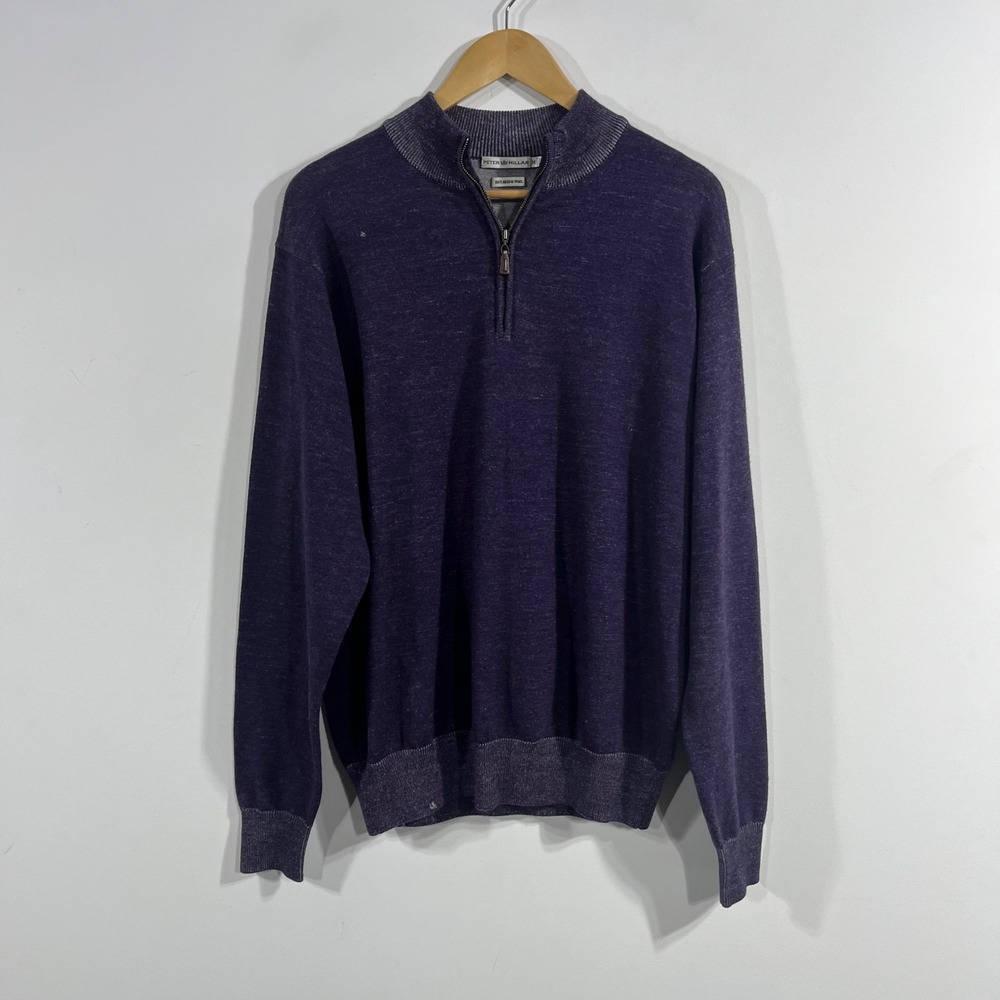 Peter Millar Mens 100% Merino Wool Heritage 1/4 Zip Sweater Medium Old Money